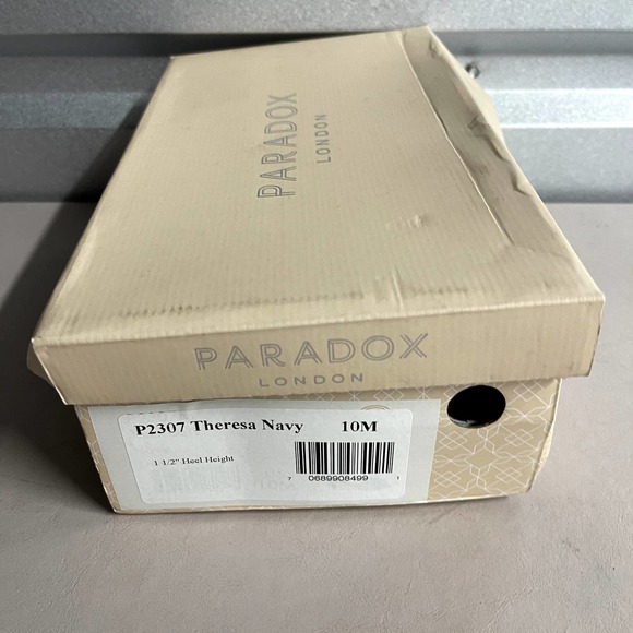 Paradox London Women's Navy Shimmer Wide Fit Kitten Heel Sandal - Size 10M - Picture 2 of 9